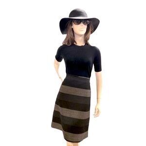 Premise Wide Stripes Black & Grey Pencil Skirt